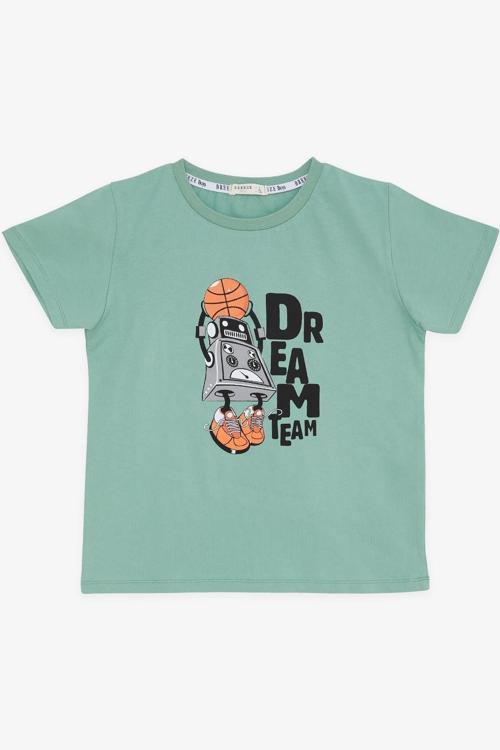 Girls & Boys Erkek Çocuk Tişört Rüya Takım Temalı Basketçi Robot Baskılı 4-8 Yaş, Mint Yeşili