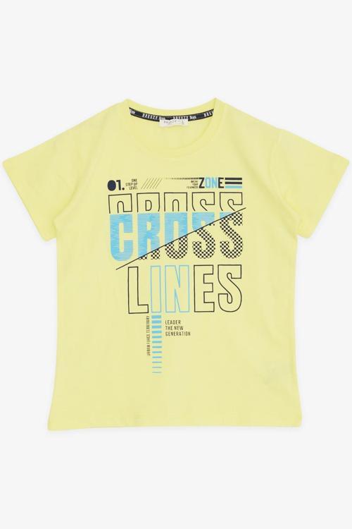 Girls & Boys Erkek Çocuk Tişört Yazı Baskılı 8-14 Yaş, Neon Sarı