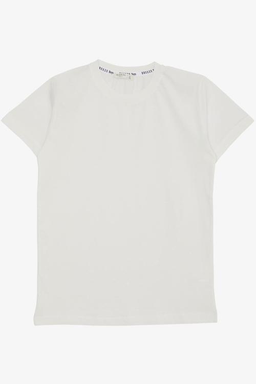 Erkek Çocuk Tişört Basic 4-14 Yaş, Ekru
