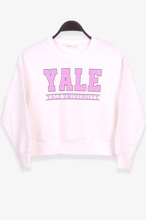 Kız Çocuk Sweatshirt Baskılı 8-14 Yaş, Ekru