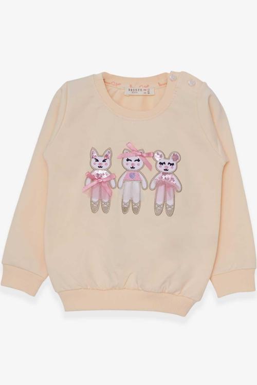 Kız Çocuk Sweatshirt Sevimli Hayvancıklar Baskılı 1.5-5 Yaş, Krem