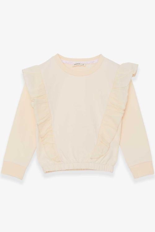 Kız Çocuk Sweatshirt Beli Lastikli 4-8 Yaş, Krem