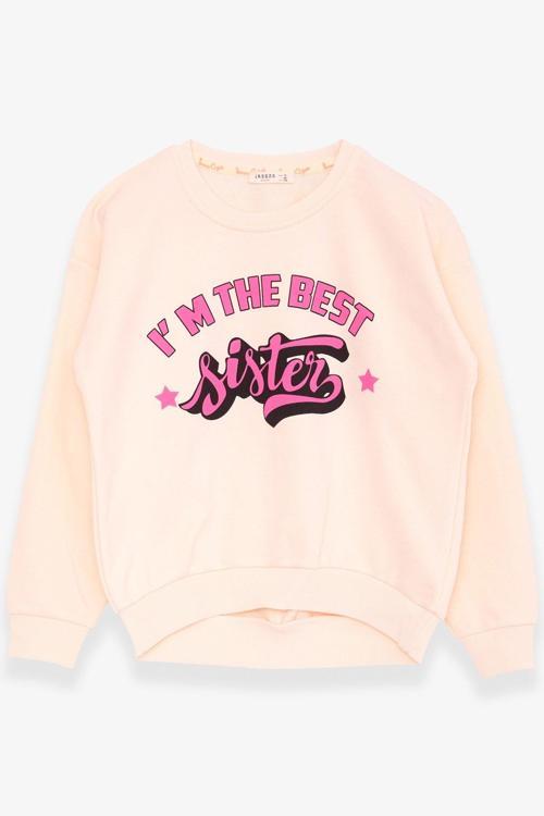 Kız Çocuk Sweatshirt Yazı Baskılı 9-14 Yaş, Krem
