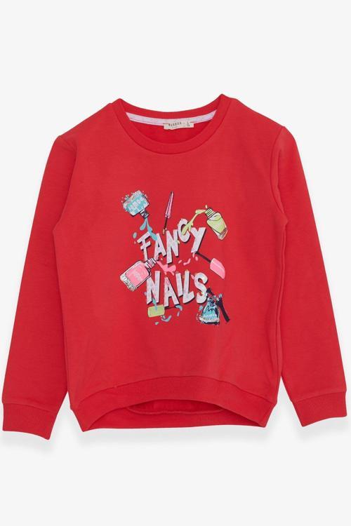 Kız Çocuk Sweatshirt Renkli Oje Baskılı 6-12 Yaş, Narçiçeği