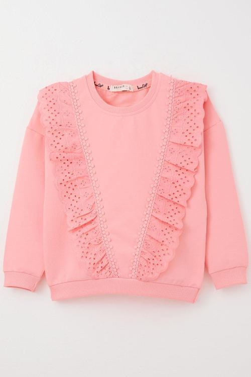 Kız Çocuk Sweatshirt Güpürlü 1.5-5 Yaş, Pembe