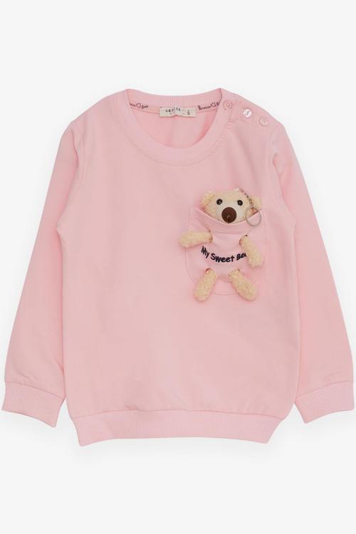 Kız Çocuk Sweatshirt Ayıcık Aksesuarlı 1.5-5 Yaş, Pembe
