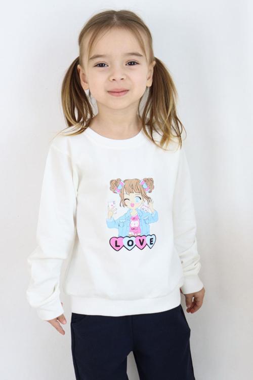 Kız Çocuk Sweatshirt Kız Baskılı 1.5-5 Yaş, Ekru