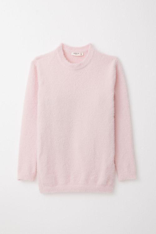 Kız Çocuk Triko Kazak Basic 8-14 Yaş, Pembe