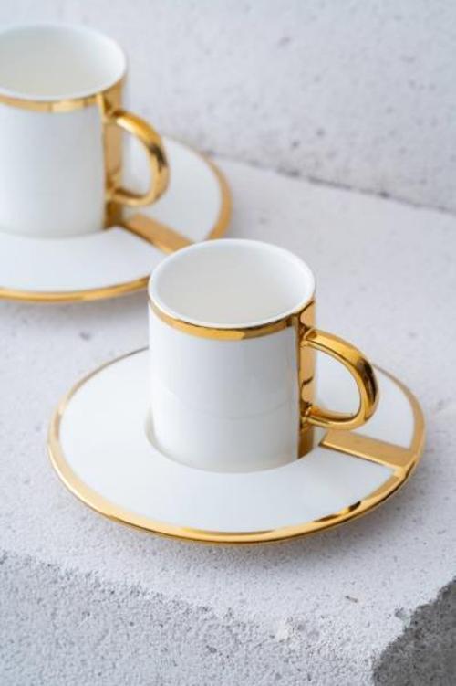 HXF-06875 Gold Yaldızlı 2 Kişilik Kahve Fincan Takımı