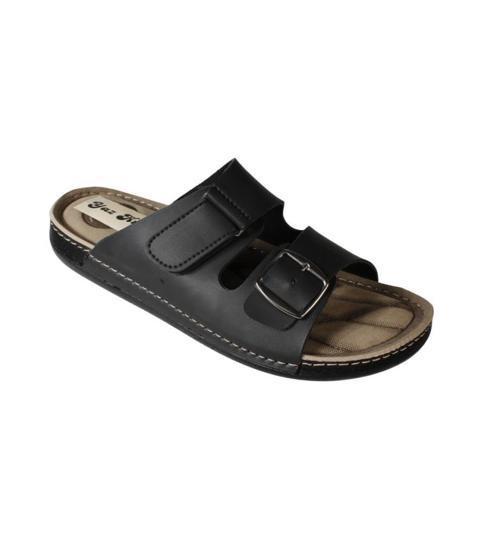 YAZKIŞ Erkek Siyah Tokalı Çırtlı 45-46-47 Numara Büyük Beden Terlik