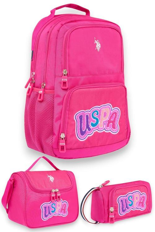 U.S. Polo. Assn. Placan25027 Kız Çocuk Okul Çantası Seti Pembe