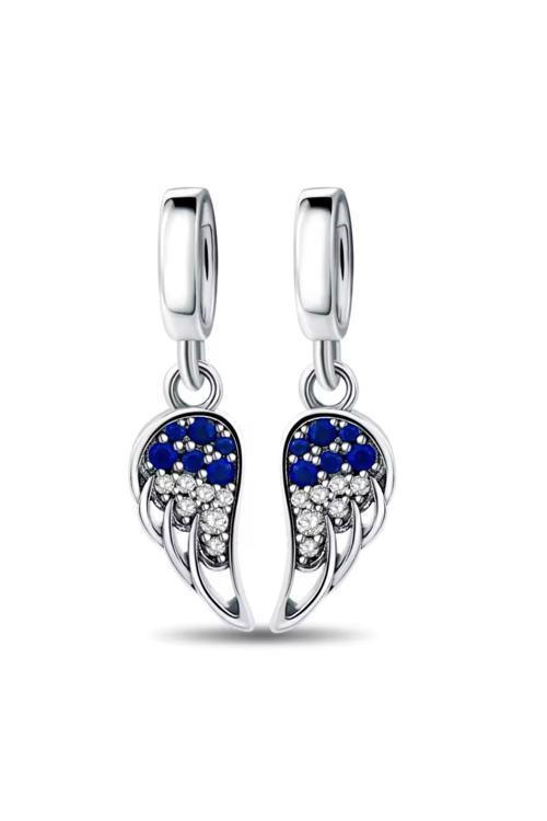 Melek Kanadı Charm Set Gümüş Kaplama Gri S