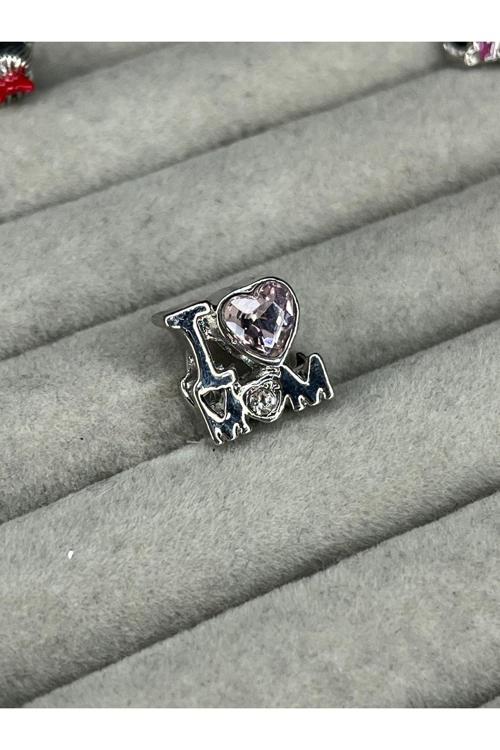 İ Love Mom Charm Gümüş Kaplama Gümüş Tek Ebat