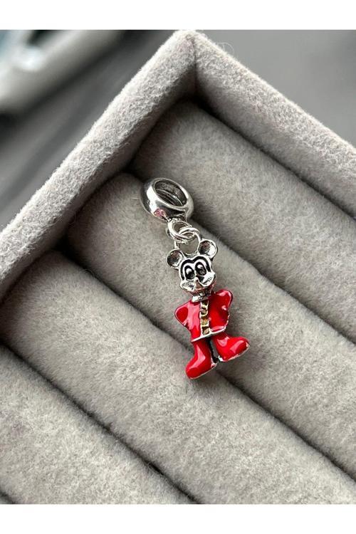 Minnie Ve Mickey Charm Gümüş Kaplama Gri Battal Standart