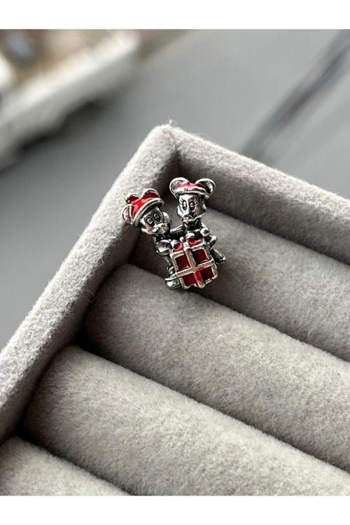 Minnie Ve Mickey Hediye Paketi Charm Gümüş Kaplama Kırmızı Battal Standart