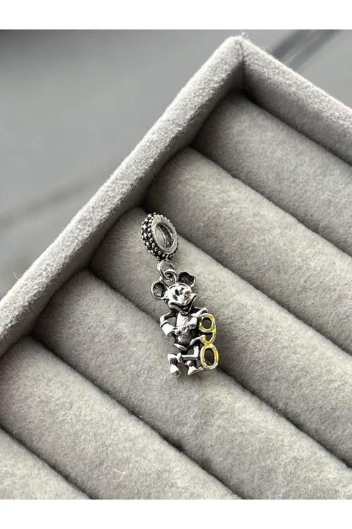 Mickey 90. Yıl Charm Gümüş Kaplama Gri Battal Standart
