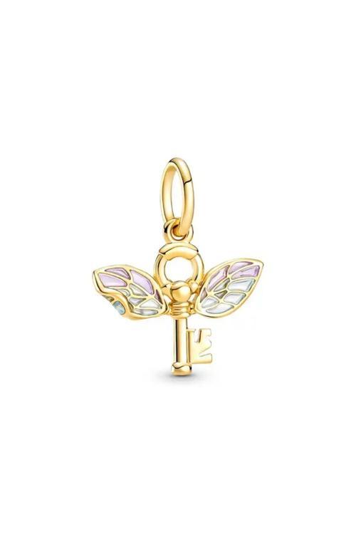Golden Key Charm Gümüş Kaplama Altın Tek Ebat