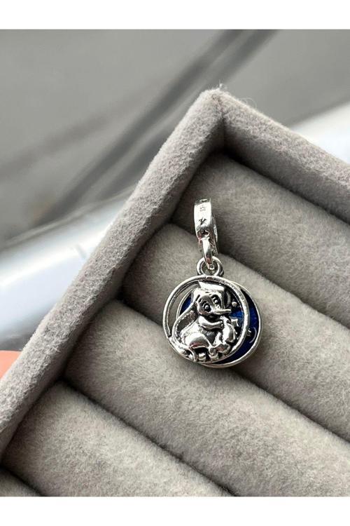 Sallantılı Dumbo Fil Charm ( Gümüş Kaplama) Mavi Battal Standart