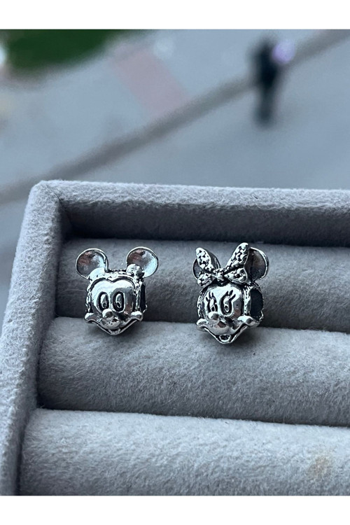 Minnie Ve Mickey Kafa Charm Set | Gri