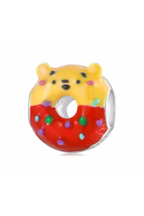 Donut Charm Gümüş Kaplama Kırmızı Tek Ebat