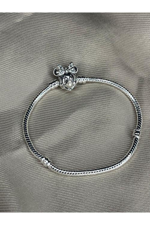 Minnie Mouse Moments Bileklik Charm Takılabilir Gümüş Kaplama Gümüş 18 cm