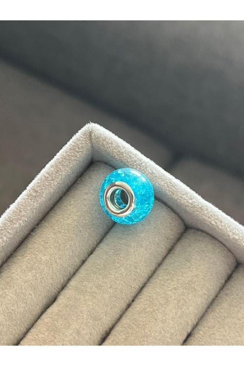 Kırık Buz Murano Charm Gümüş Kaplama Mavi S
