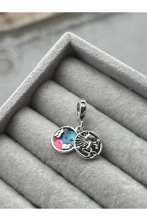 Unicorn Aura Charm Gümüş Kaplama gri Tek Ebat