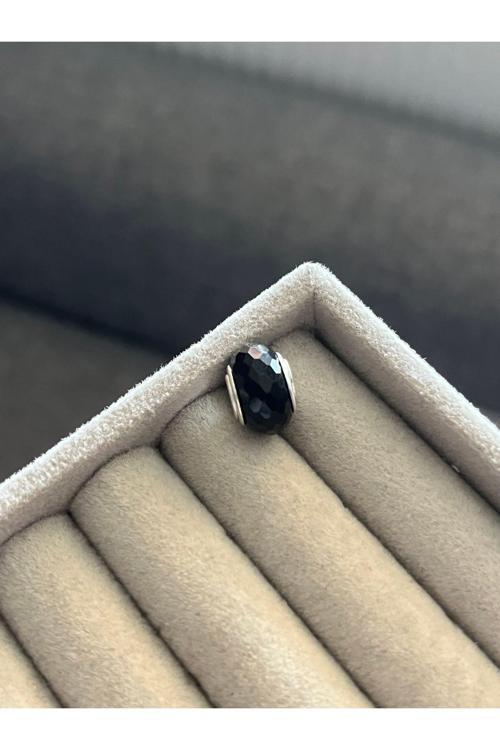 Petek Kesimli Murano Charm Gümüş Kaplama gri Battal Standart