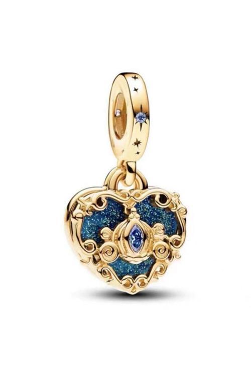 Cindirella Kalp Charm Gümüş Kaplama Gri Battal Standart