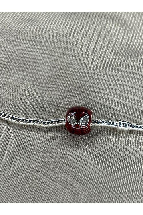 Spiderman Kırmızı Kafa Charm Gümüş Kaplama Kırmızı Tek Ebat