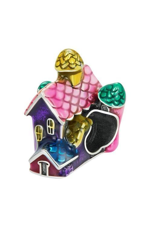 Renkli Ev Charm Gümüş Kaplama gri S