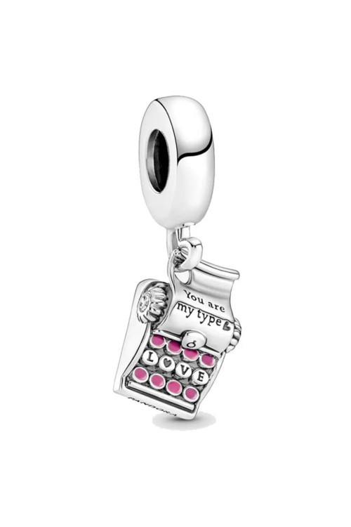 Daktilo Charm Gümüş Kaplama Gümüş Tek Ebat