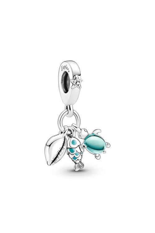 Sallantılı Kaplumbağa İstiridye Charm Gümüş Kaplama Gümüş Tek Ebat