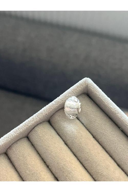 Petek Kesimli Murano Charm Gümüş Kaplama gri Battal Standart