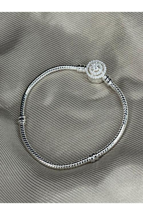 Taşlı Hale Moments Bileklik 17 Cm ( Charm Takılabilir) Gri 17 cm