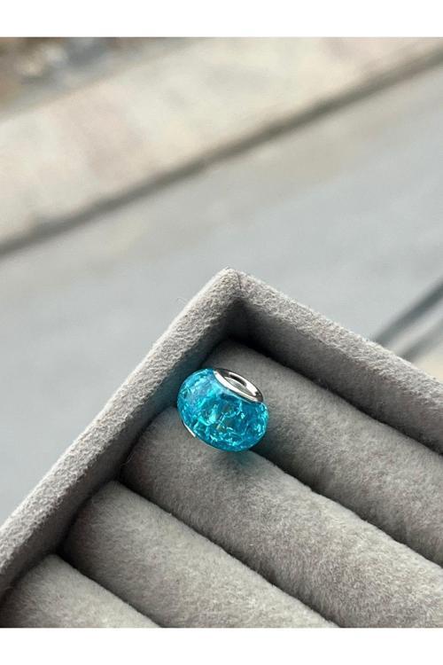 Turkuaz Murano Charm Gümüş Kaplama Turkuaz Tek Ebat