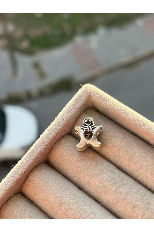 Yılbaşı Kurabiye Adam Charm Gümüş Kaplama Gri #1