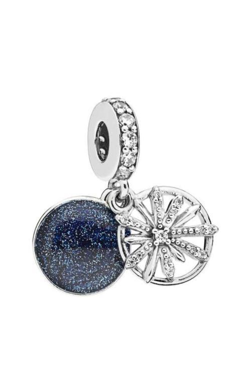 Wishes Dangle Charm Gümüş Kaplama Mavi Tek Ebat