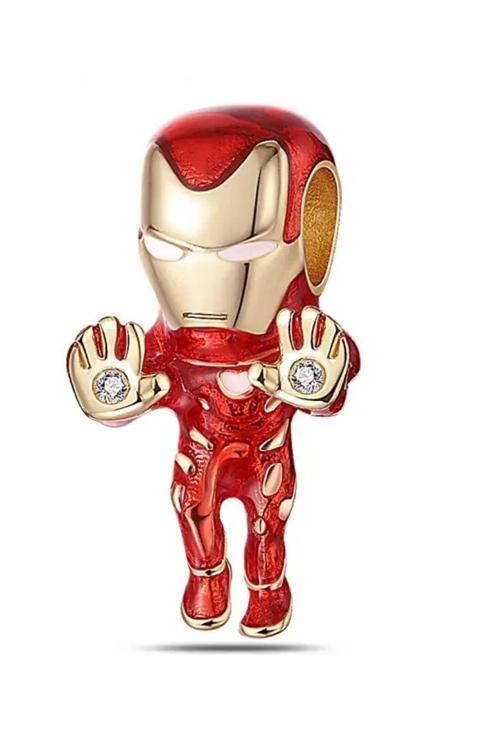 İron Man Charm | Gümüş Kaplama Kırmızı Tek Ebat