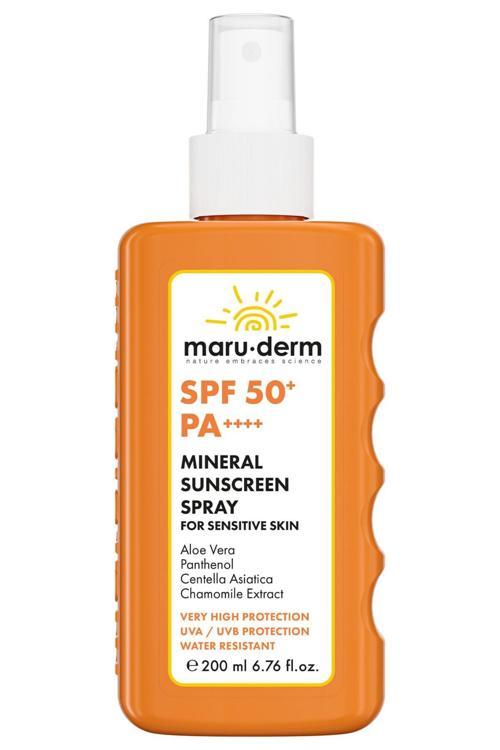 Vücut Güneş Spreyi | Hassas Ciltler İçin SPF 50+ Mineral Sprey Güneş Kremi 200 ML