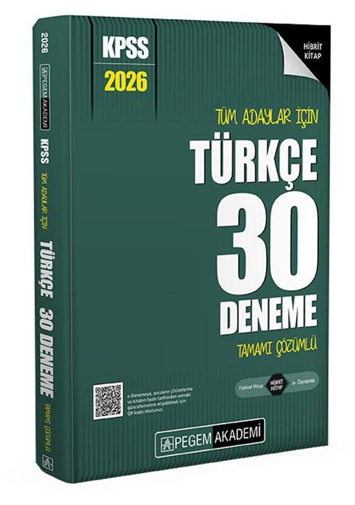 Pegem 2026 KPSS Tüm Adaylar İçin Türkçe 30 Deneme Çözümlü Pegem Akademi Yayınları