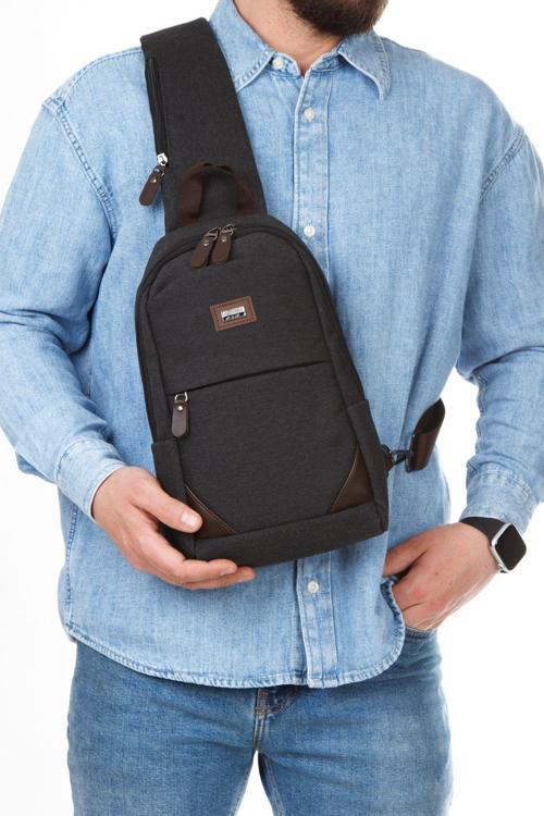 Unisex Siyah Omuz Çantası Çok Cepli Su Geçirmez Kanvas Kumaş Tablet Bölmeli Çapraz Postacı Çanta