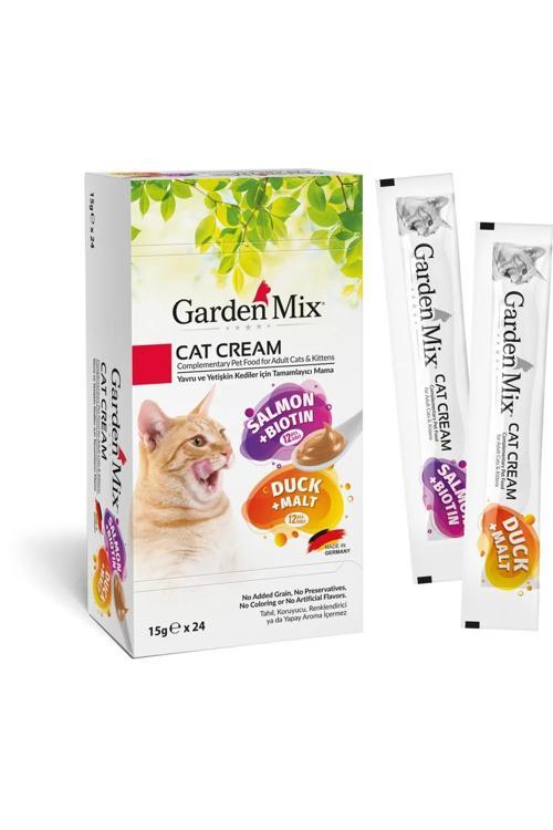 Kedi Kreması Somon+Ördek 15 Gr x 24 Adet Kedi Ödül Maması