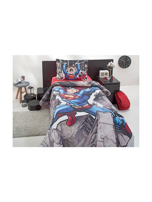 Superman Stone Lisanslı Kapitoneli Dört Mevsim Nevresim Takımı