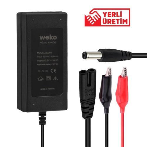 12.6 Volt - 3 Amper 5.5*2.5 + Krokodil Uçlu Ledli Yerli Üretim Masaüstü Şarj Adaptörü