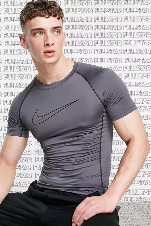 Pro Dri Fit Tight Fit Short Sleeve Top Slim Fit Erkek Body Tişört Gri Antrasit