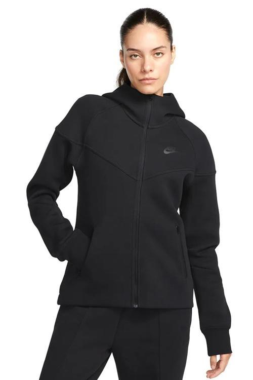 Sportswear Tech Fleece Full Zip Hoodie Dark Heather Black Kadın Kapüşonlu Sweatshirt Siyah