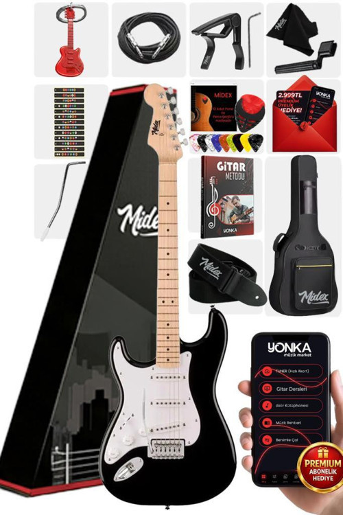 RPH-31WB Solak Elektro Gitar Seti Maple Klavye Strat Kasa SSS Manyetik