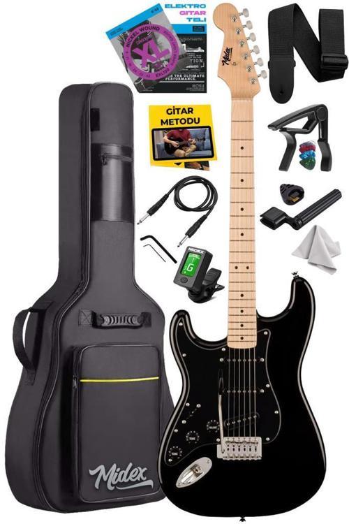 RPH-31BK Solak Elektro Gitar Seti Maple Klavye Strat Kasa SSS Manyetik