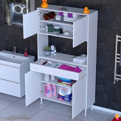 ARDA Banyo Dolabı 100x173x32,5cm 1 çekmece 4 kapak ve 5 raflı İhtiyaca uygun kolay kurulum
